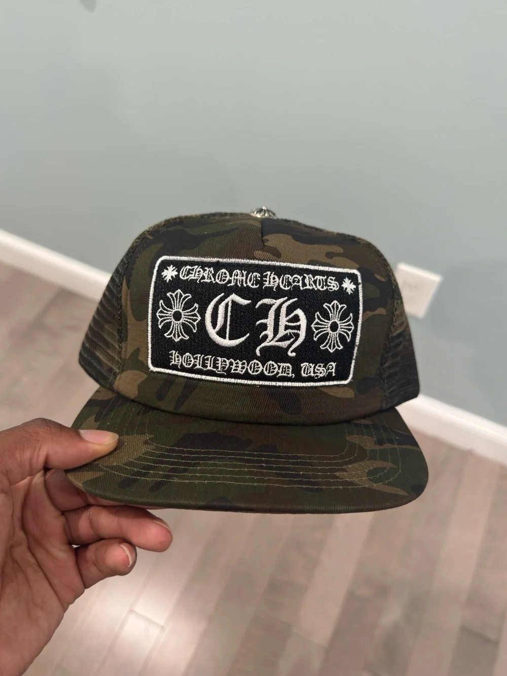 Chrome Hearts Camo Patch Trucker Hat